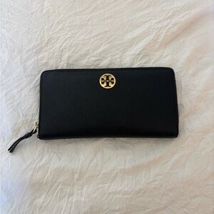Tory Burch Black Wallet with Gold Logo
